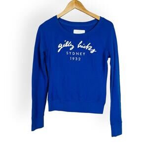GILLY HICKS Sydney Blue Logo Pullover Sweater XS Long Sleeves Preppy Teen
